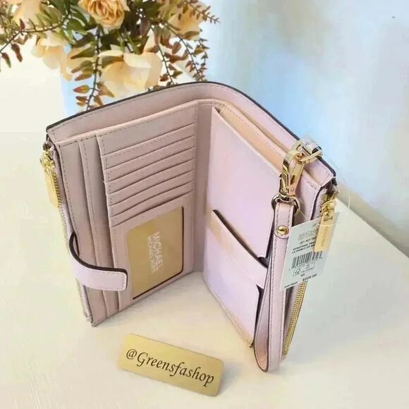 Michael Kors Double Zip Wallet With Wristlet powder blush - Picture 3 of 7